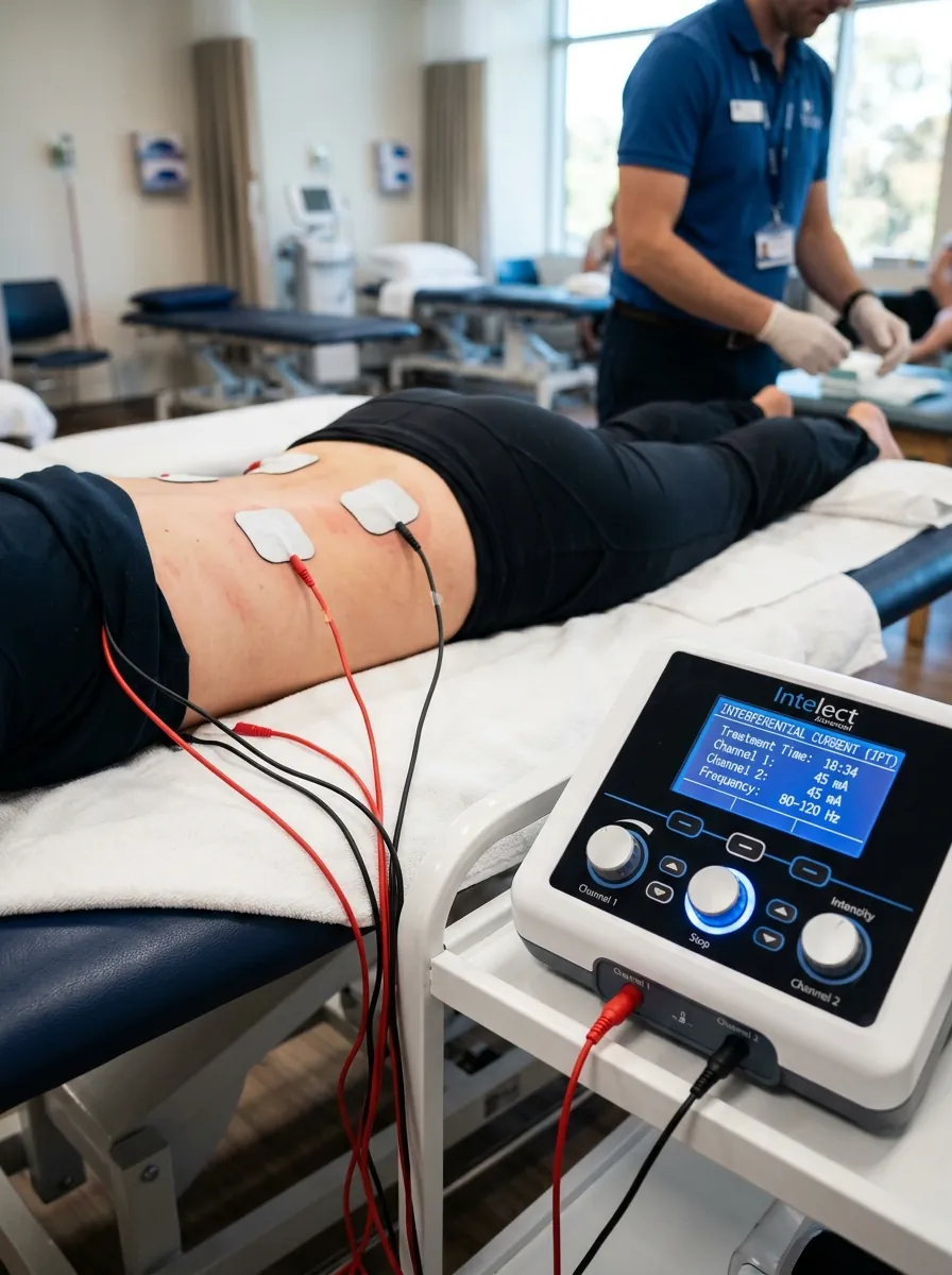 Clinical Intelect Interferential Electrotherapy Machine and treatment leads